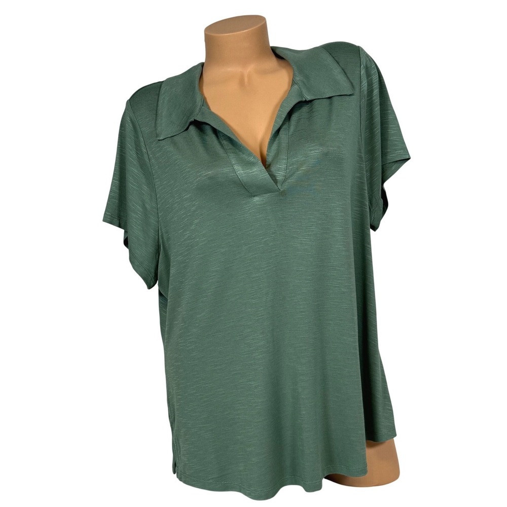 Lane Bryant Women's Sage Green Slub Knit V-Neck Top‎ Shirt Plus Size 22/24 NEW